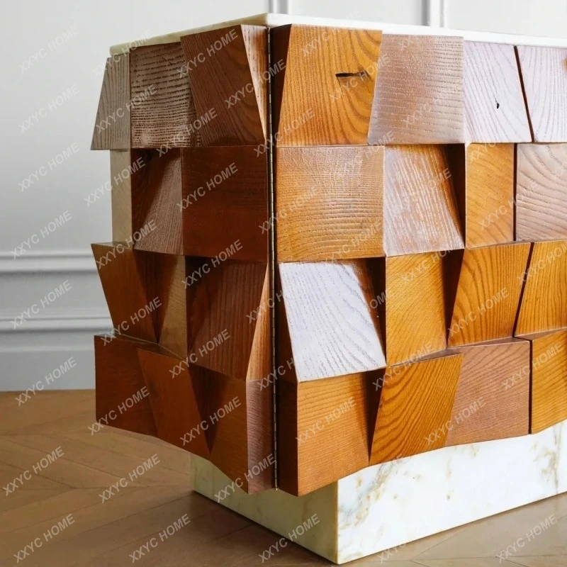 A  Medieval Style Bucket Cabinet Creative Wabi Wind Module Combination Cabinet Home Living Room Dining Side Cabinet