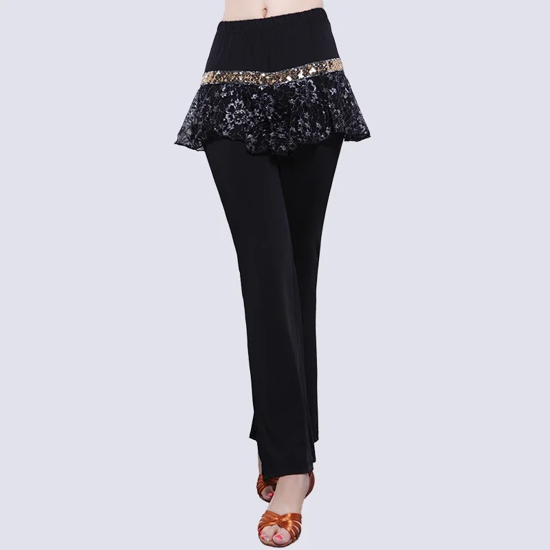 Latin Dance Costume Square Dance Costume Women Skirt Pants Women Lace Dance Pants Practice Performance Clothes Long Pants Mother