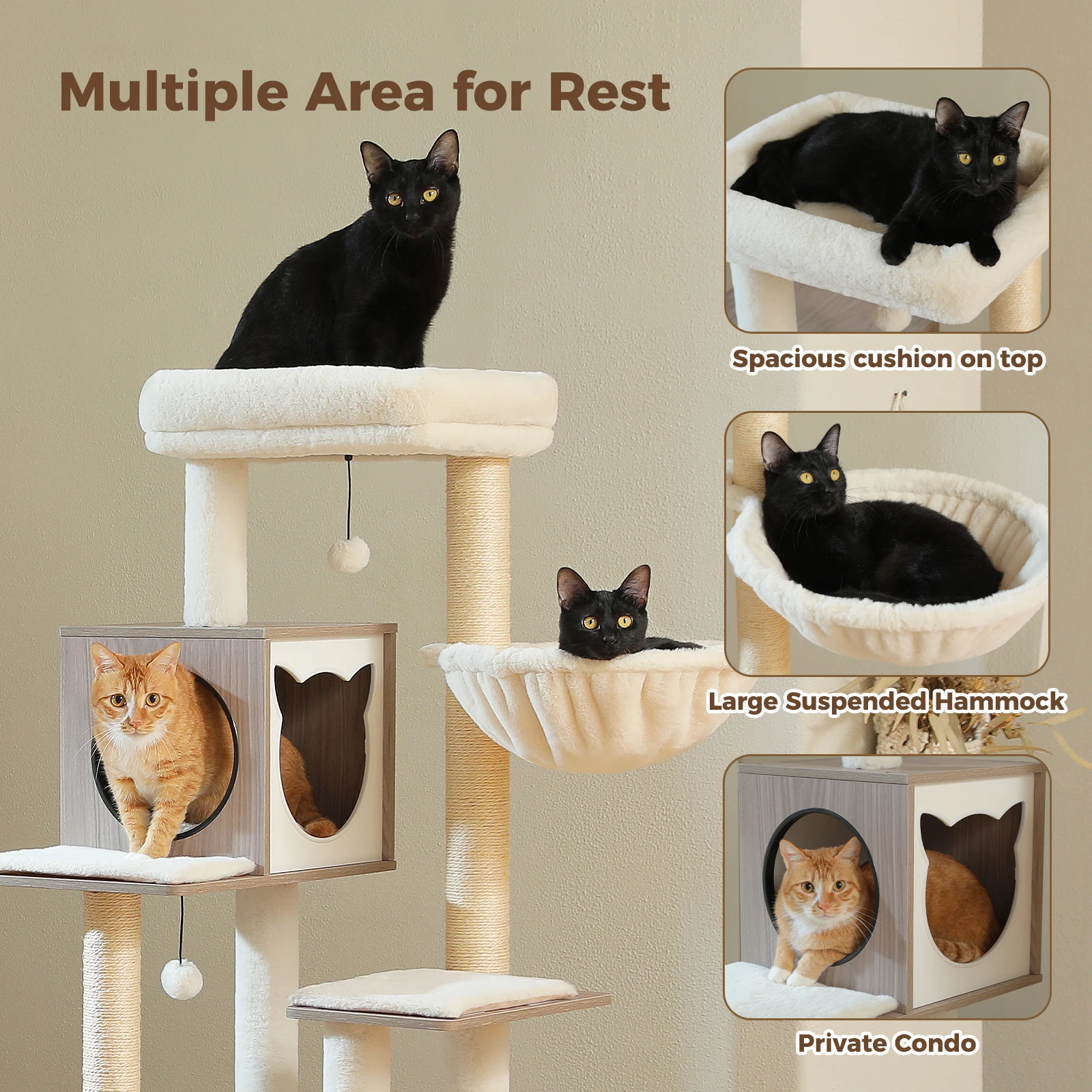 Árbol para Gatos de Madera con - Cat Scratching Post Sisal Tree Tower reseña y precio