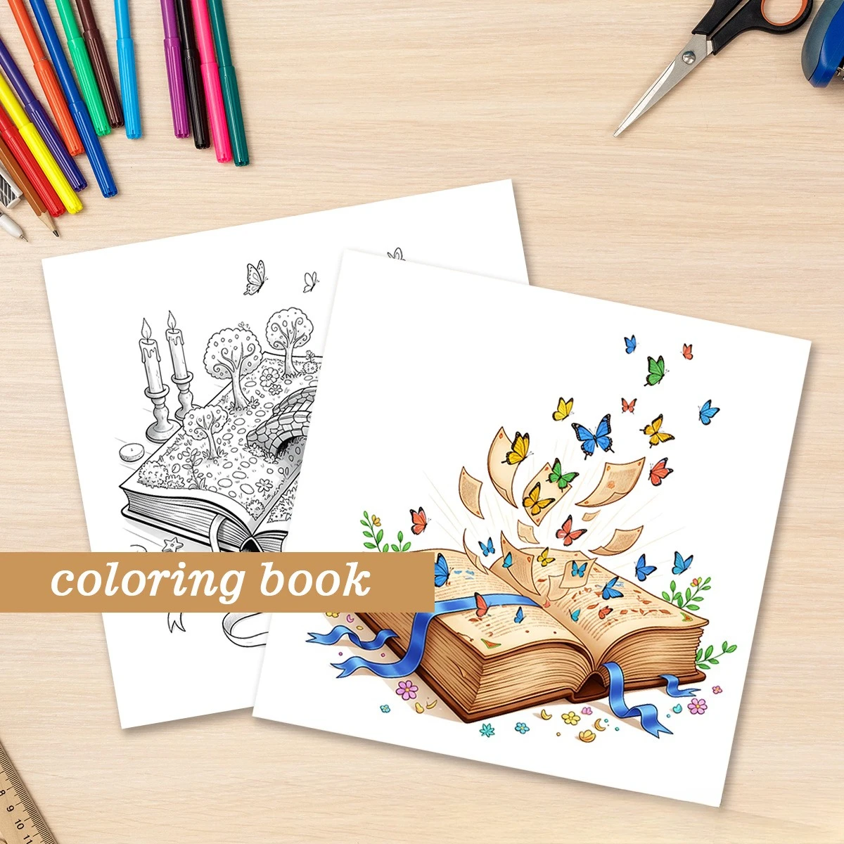 Mystic Enchanted Forest Coloring Book Vintage Magic Book Frog Red Spotted Mushroom Bat Dark Mossy Wood Witchy Sketch Notebook view 5