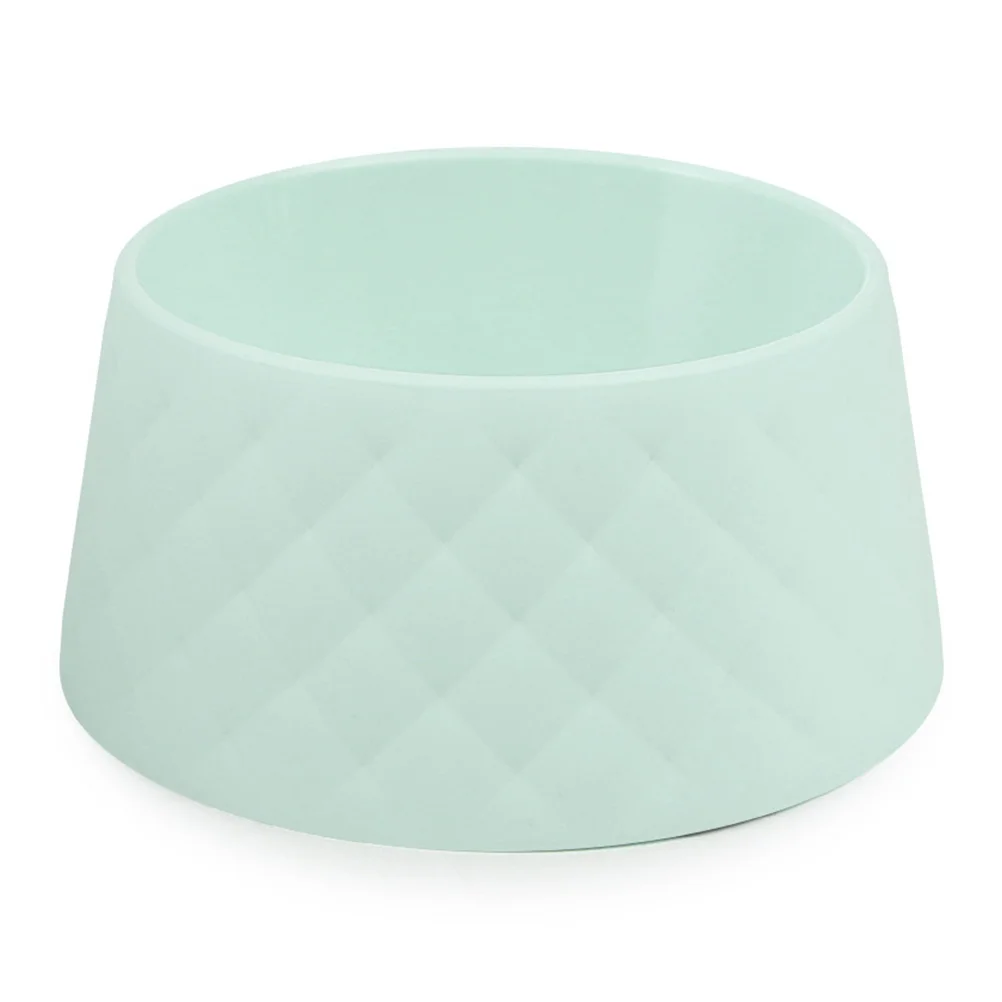 قطعتان من وعاء تغذية الحيوانات الأليفة البلاستيكي المستدير للكلاب والقطط مع تصميم بعقدة على شكل فيونكة خفيف الوزن ومحمول من مادة صحية باللون الأخضر