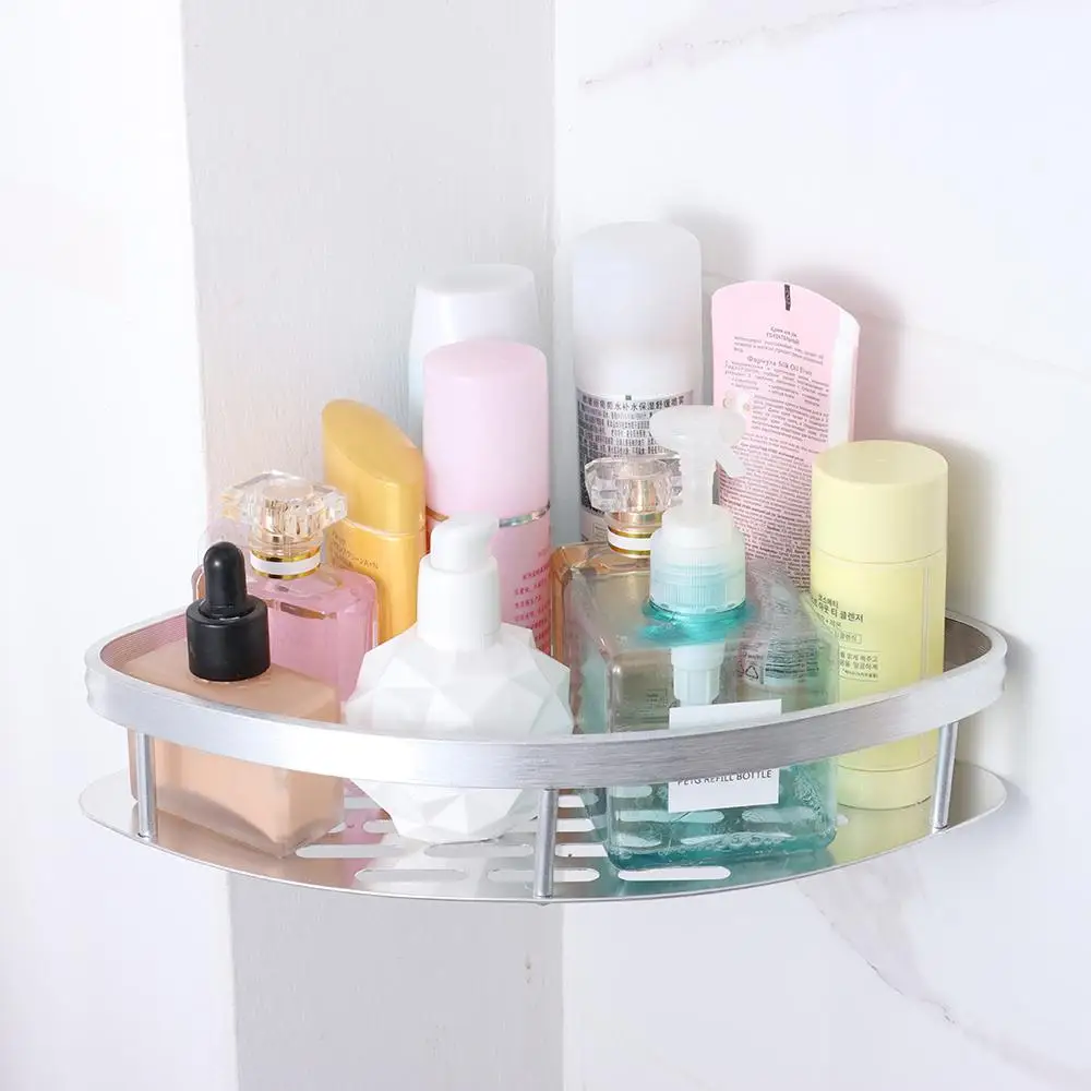 Wall Mount Bathroom Shelves Corner Shower Shelf Aluminum Shampoo Storage Rack Holders No Drill Kitchen Bathroom Accessories