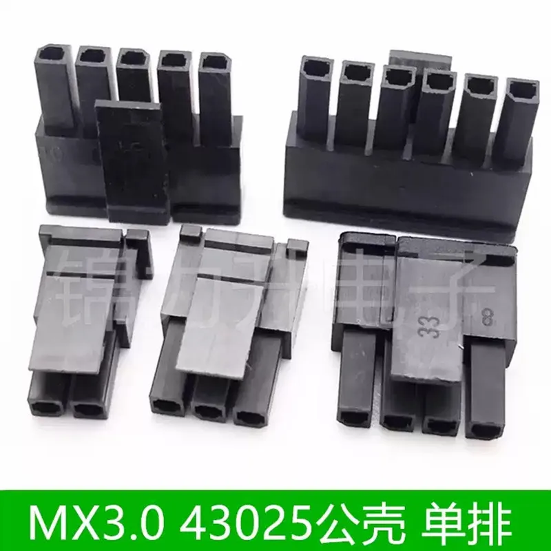 

20Pcs MX3.0MM Single Row Male Connector With Black Plastic Housing Latch 2P/3/4P/5P/6Pin 3.0mm Pitch 43025 Connector Terminal