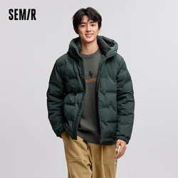 Semir Down Jacket Men 2025 New Waterproof Hooded Outerwear Winter Clothing Solid Color Versatile Thick Down Coat For Man