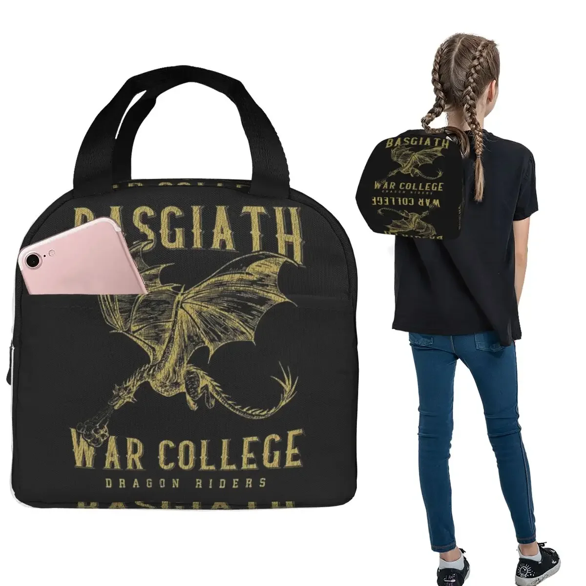 

Изолированная сумка для обедов Fourth Wing Basgiath War College для женщин и детей, портативные контейнеры для еды, термосумка для обедов