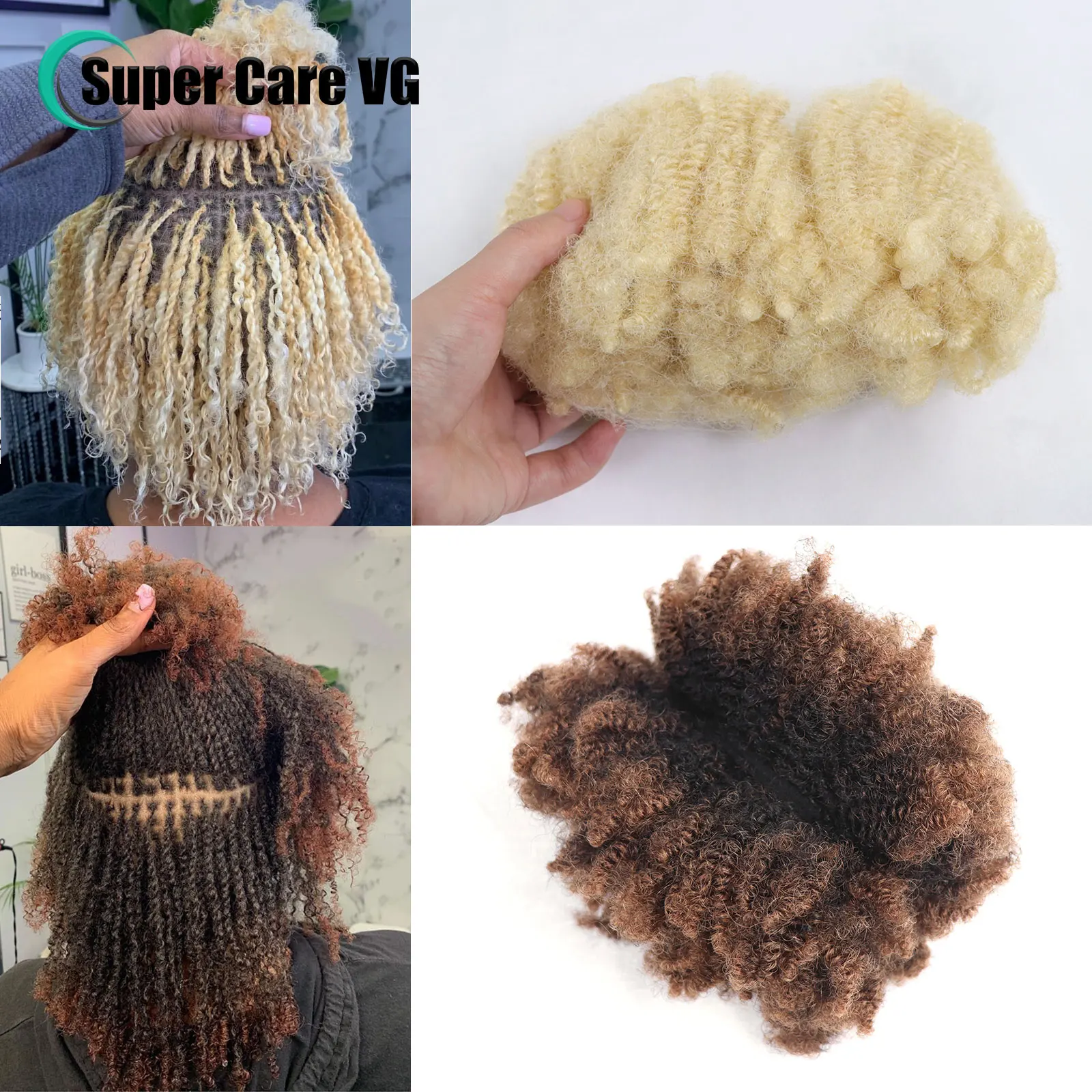 Blonde 50g Afro Kinky Curly Bulk Human Hair For Braiding Crochet Hair Raw Vietnamese Hair Extensions Locks For Braids No Weft