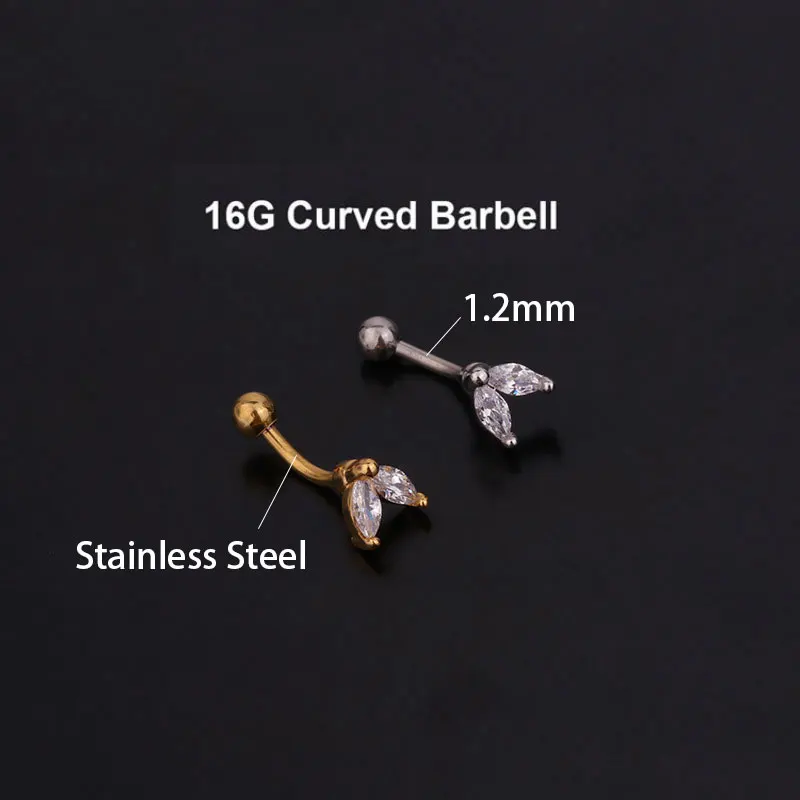 Conch Helix Chain Tassel Piercing Rook Tragus Lobe Flat Heart Flower Crown Ear Cartilage Piercing Stainless Steel Jewelry Gift