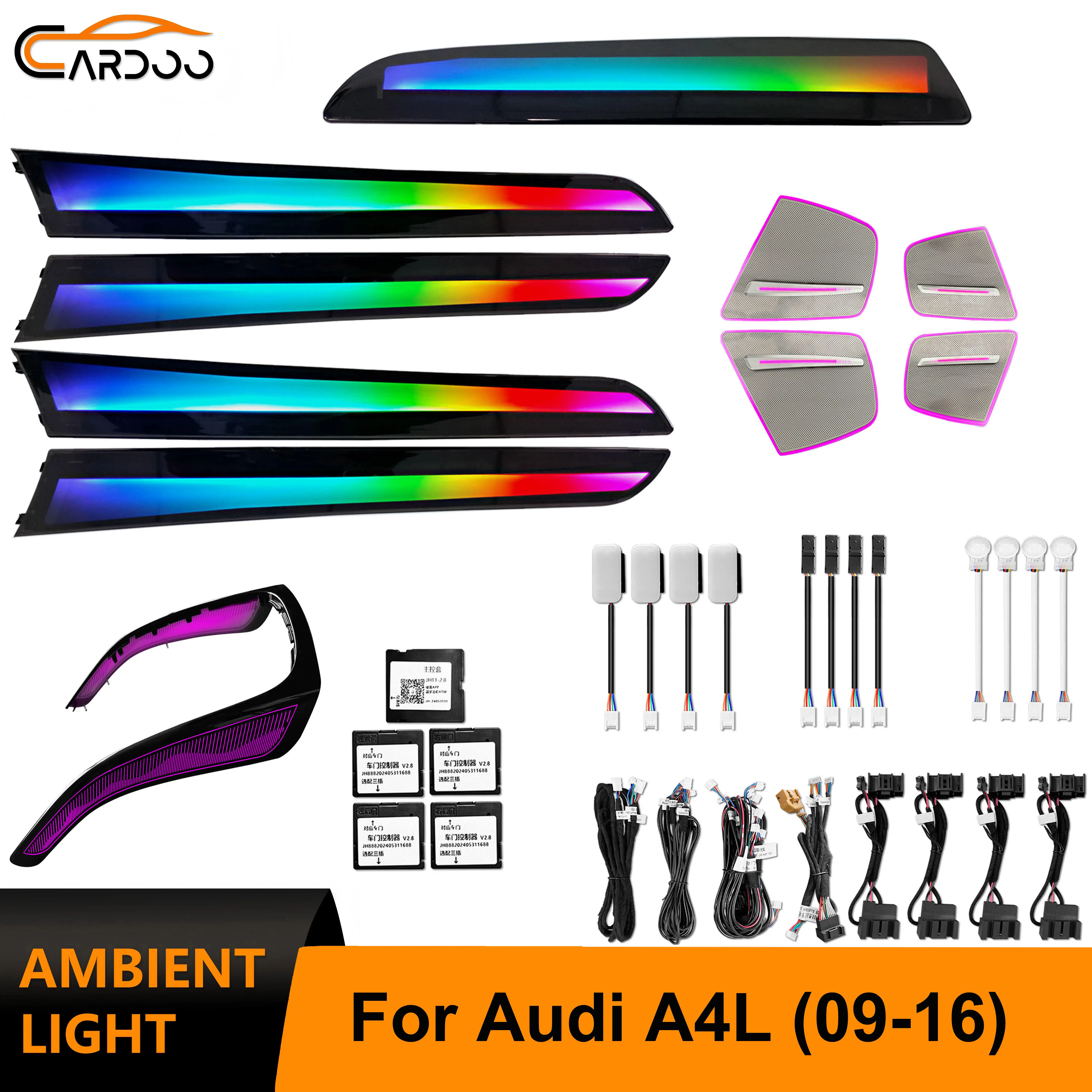 64 Symphony Colors Ambient Light for Audi A4 A5 B8 09-16 Interior Dynamic Lighting Car Accessories for Dashboard & Door Panels