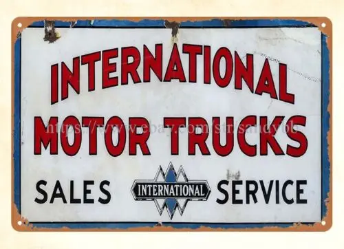 collectible wall decor International Motor Truck Sales Service metal tin sign