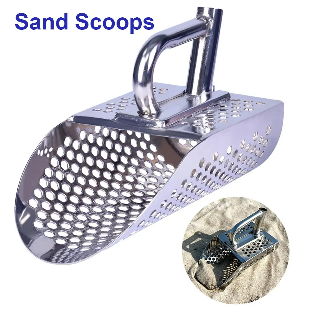 Stainless Sand Scoop for Metal Detecting Heavy Stainless Steel Metal Detector Shovel with Hexahedron Leak Hole for Beach Hunting