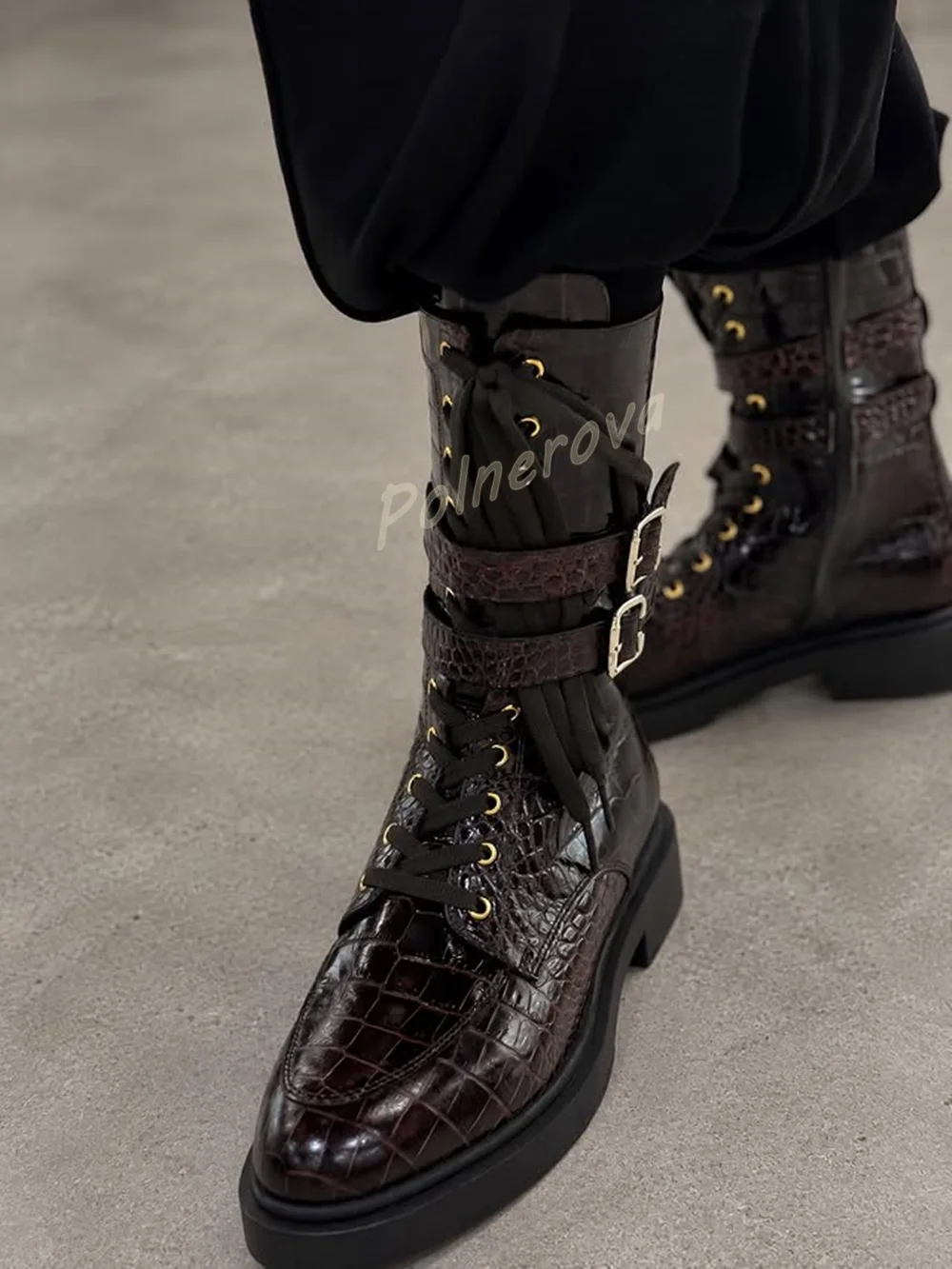 Women Black Patent Leather Ankle Boots Pointed Toe Stiletto High Heel Boots Double Buckle Strap Zipper Short Winter Party Shoes