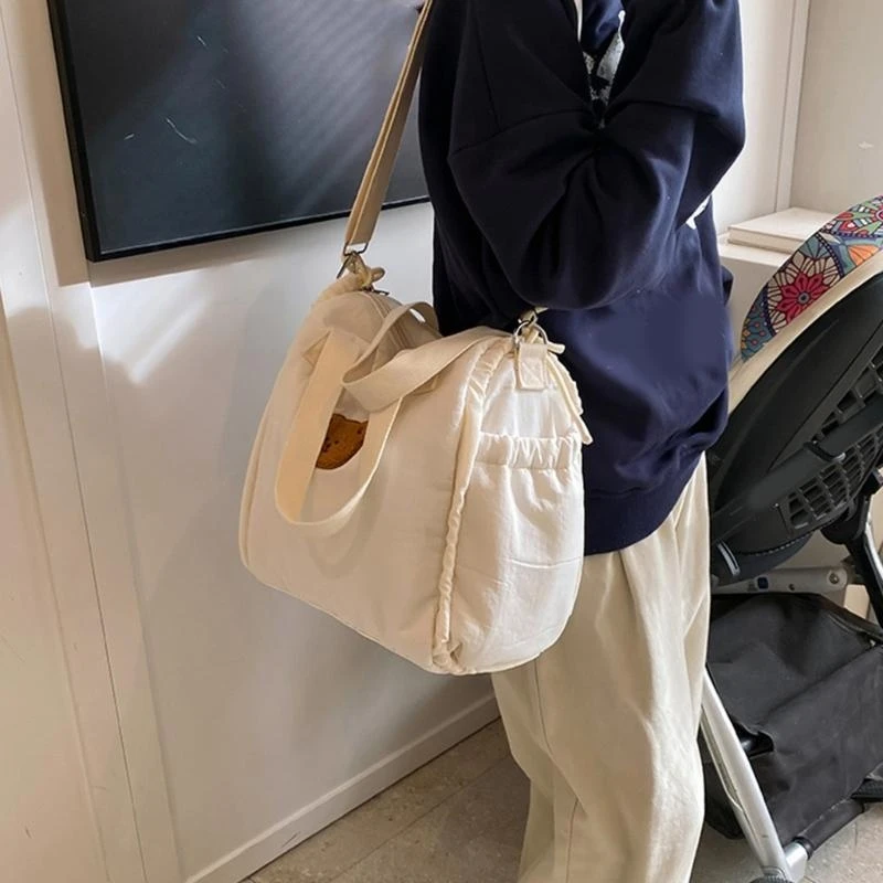 

J15U Bear Pattern mom Bag Convenient Diaper Oragenizers Bag with USB Charging Port Fashionable Mom Bag for Strolls & Trip