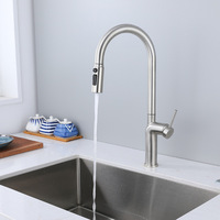 304 Stainless Steel Pull-out Kitchen Sink Faucet Pull Down Single Hole Handle Swivel Sprayer Water Mixer Kitchen Tap Nickel