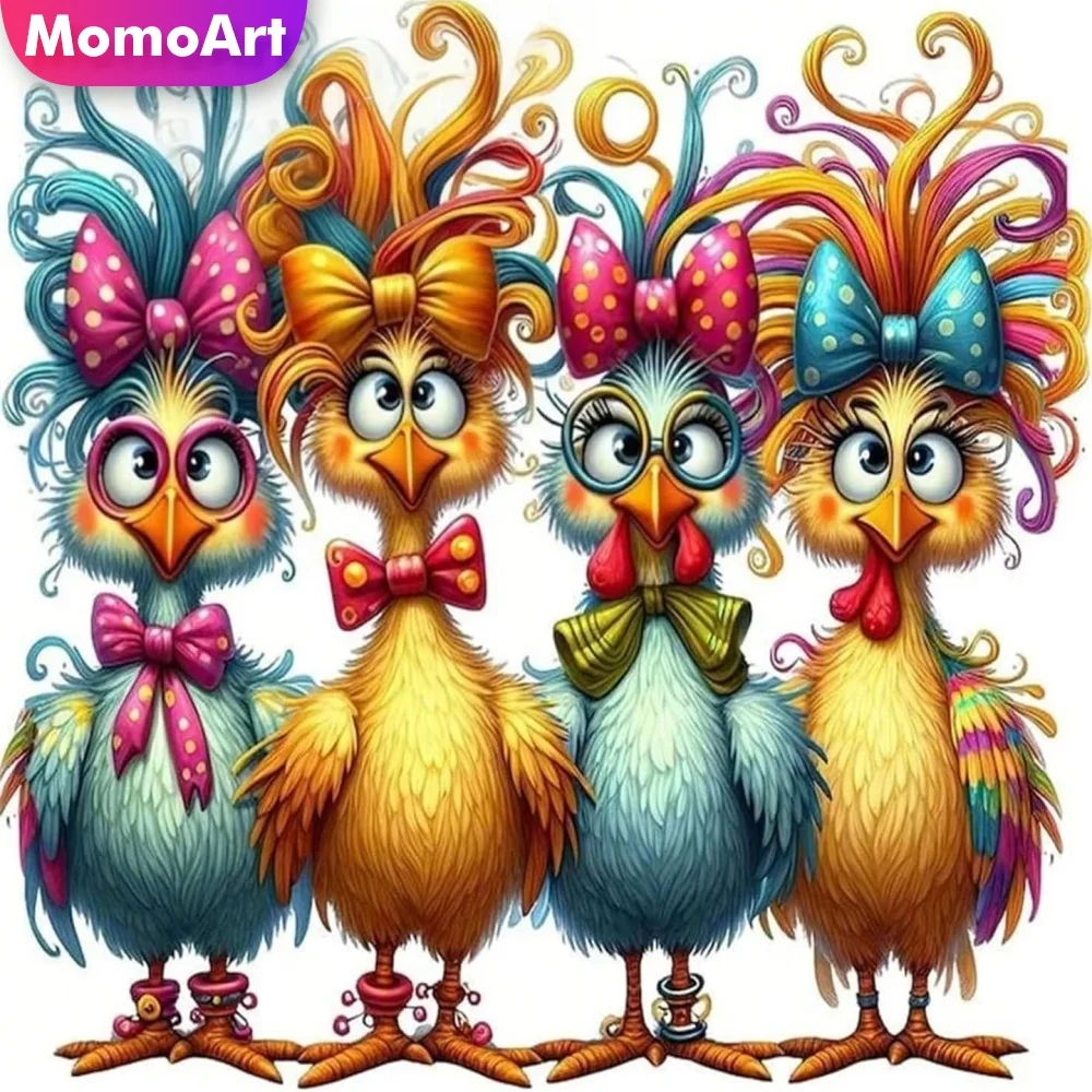 Momoart 5D DIY Diamond Embroidery Chicken Animal Diamond Mosaic Cross Stitch Kits Painting Cartoon New Collection Child Gift