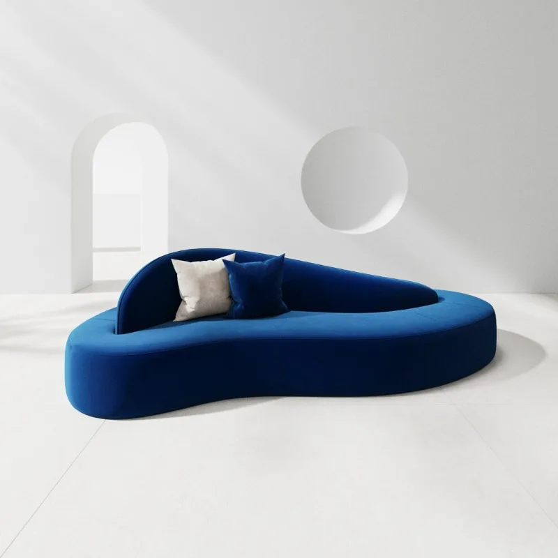 

Curved double-sided sofa small apartment Nakajima reception lounge area creative hotel blue Nordic style curved sofa