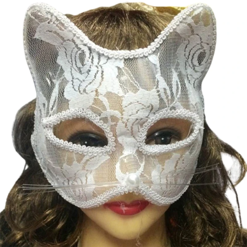 Mascarilla de media cara para adultos, máscara Sexy de encaje con diseño de zorro y gato, para fiesta, baile, Club nocturno, espectáculos, accesorios de juego de rol