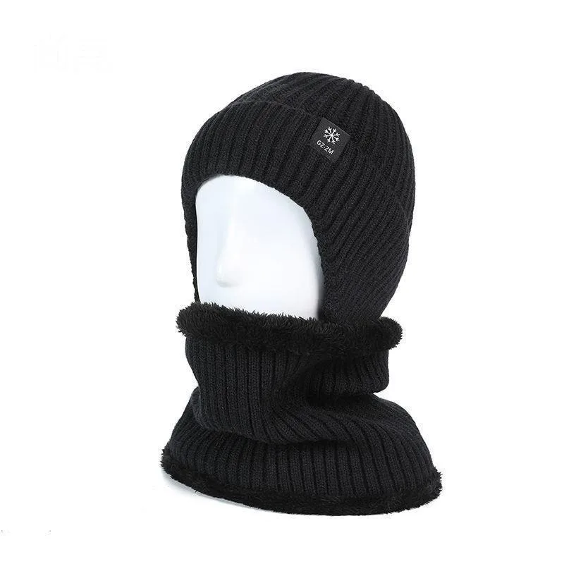 Men\'s Winter Knitted Hat with Thickened Warm Ear Flap for Elderly & Middle-aged