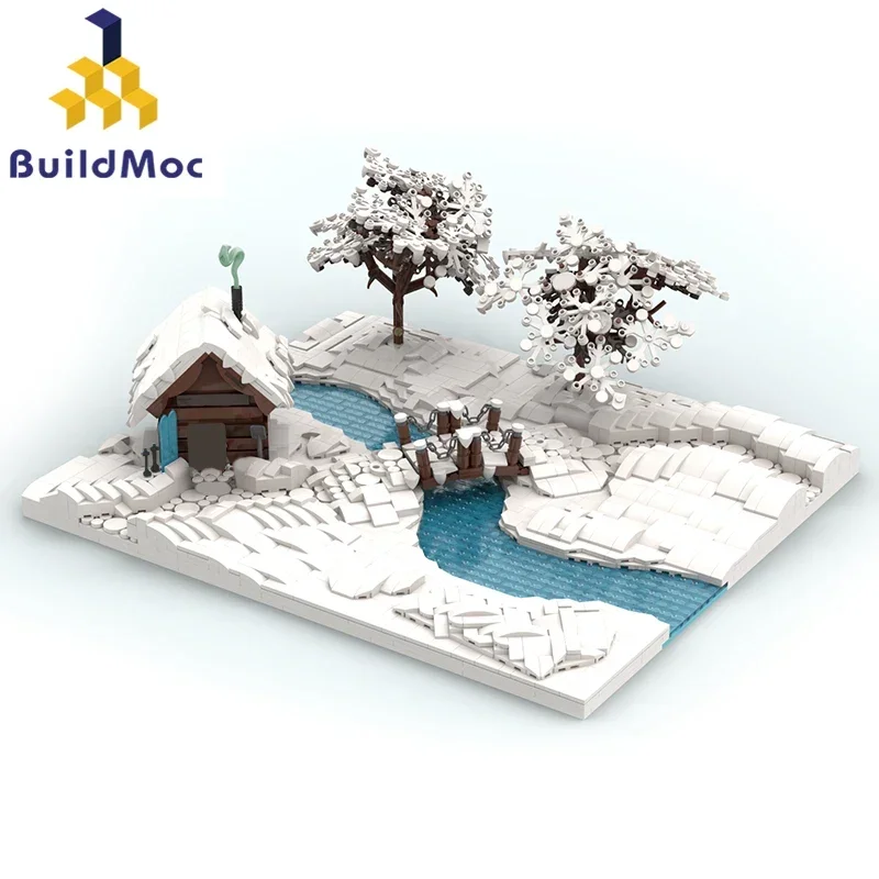 Building Blocks Set MOC Snowflakes House Winter Village Church Tree Lakes Bricks Toys For Children Christmas Gifts Snowman