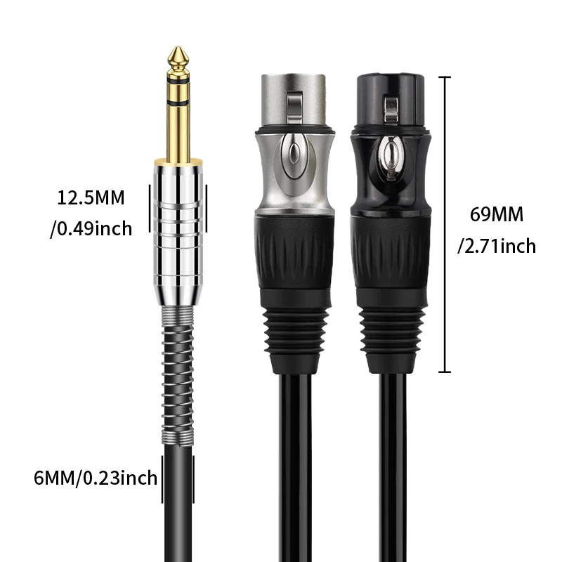 RUZUO Hifi 6.5 to 2xlr Aduio Cable High Quality 6.5mm to Dual XLR Cable Mixer Speaker 1/4 Inch TRS Y Splitter Shielded Cords