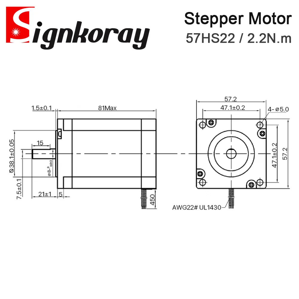 SignkoRay Leadshine Nema 23 Stepper Motor 57HS22-A Holding Torque 2.2N.m Current 4A CNC Laser Grind Foam Plasma