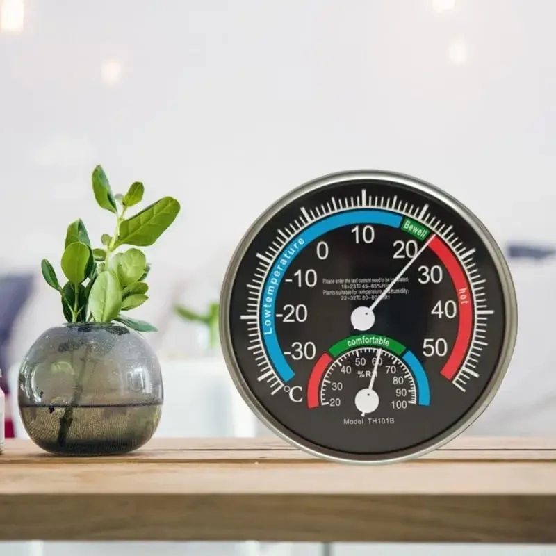 Termómetros analógicos montados en pared Temperatura del humbrómetro Medidor Pantalla transparente Termoshigrómetro 13