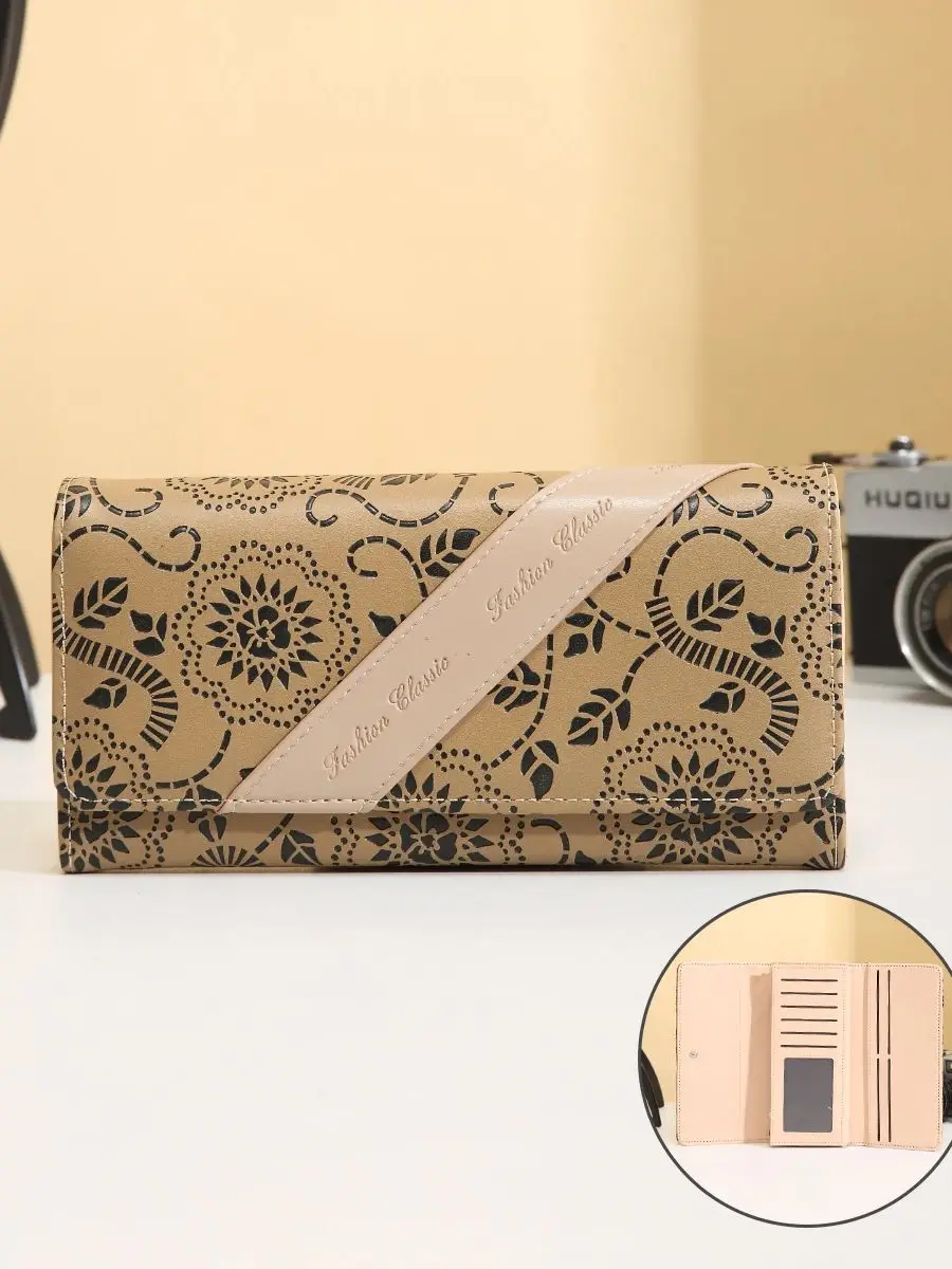 

Женский длинный кошелек, китайский ретро-клатч с тиснением тотема, длинный кошелек, ниша, высококачественный длинный кошелек с несколькими слотами для карт, клатч