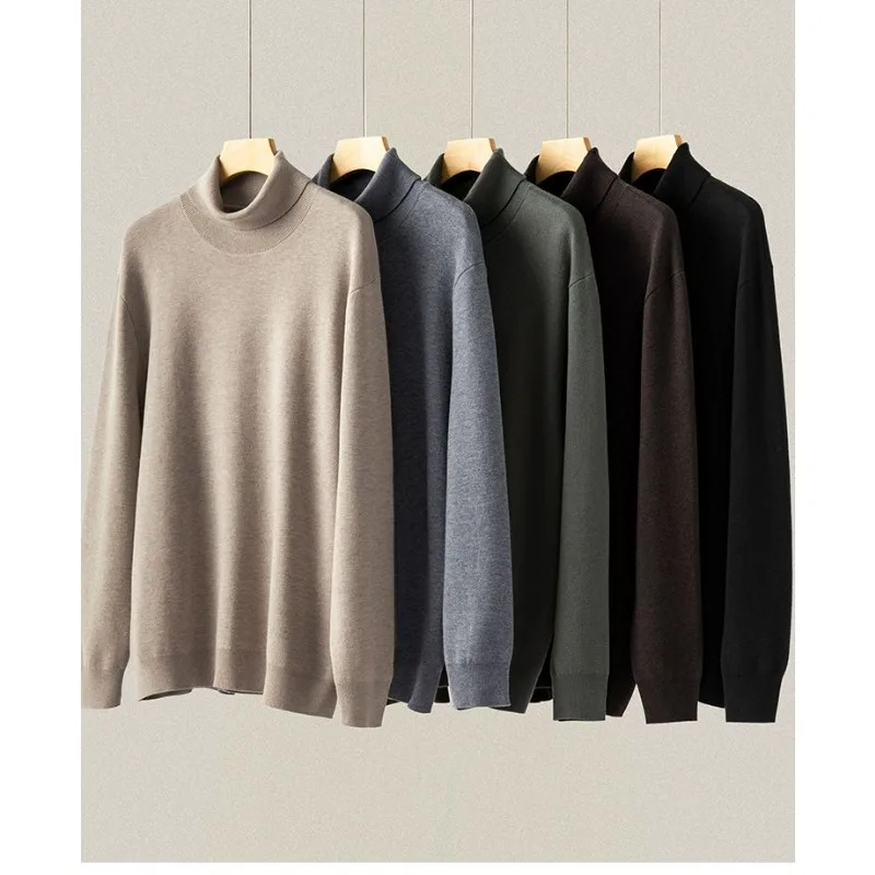 

New Men's Slim Fit Elasticity Pullovers Casual Inner Wear Male Fashion Sweaters Spring Fall Skin Friendly Warm Sweater Knitwear