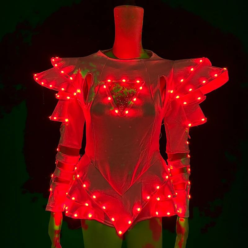 Led Glowing DJ Costume Fluorescent Night Show Neon Party Stage Costumes Woman Costume Carnival Sexy Lady Performance Clothing