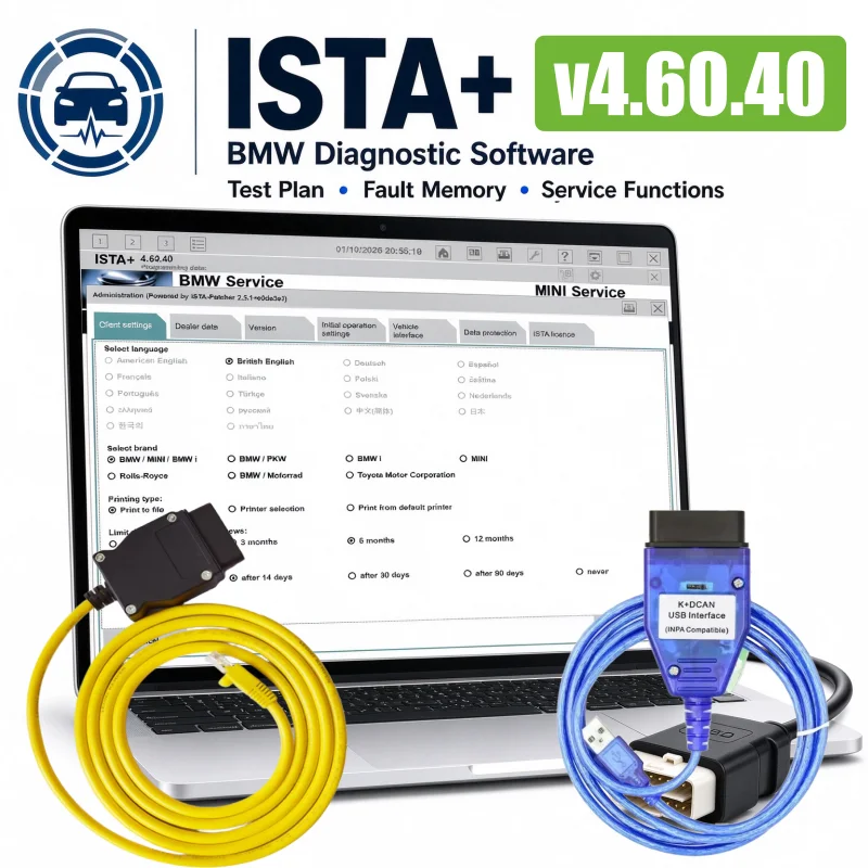 new version 2026  E-Sys & ISTA For INPA K DCAN With Switch OBDII Diagnostic Interface ISTA 4.60.40 July 2026 Diagnostic Software