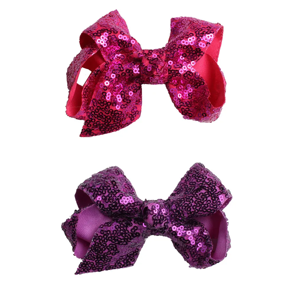 

6Pcs Bling Sequins Hair Bows with Strong Metal Alligator Clips Nylon Mesh Ribbon Bow Barrettes for Thin Thick Curly Straight