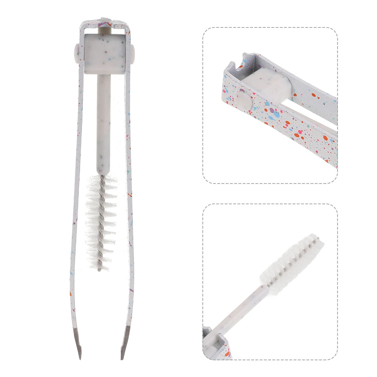 

Eyebrow Tweezers Brush Multi-Function Shaping Lash Applicator Foldable Stainless Steel Grooming Tool For Women White Travel