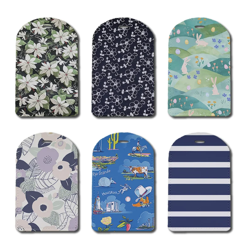 プライバシーカバー付き荷物タグ PU レザークルーズ船防水タグ花ユニークなスーツケースタグ男性子供女性