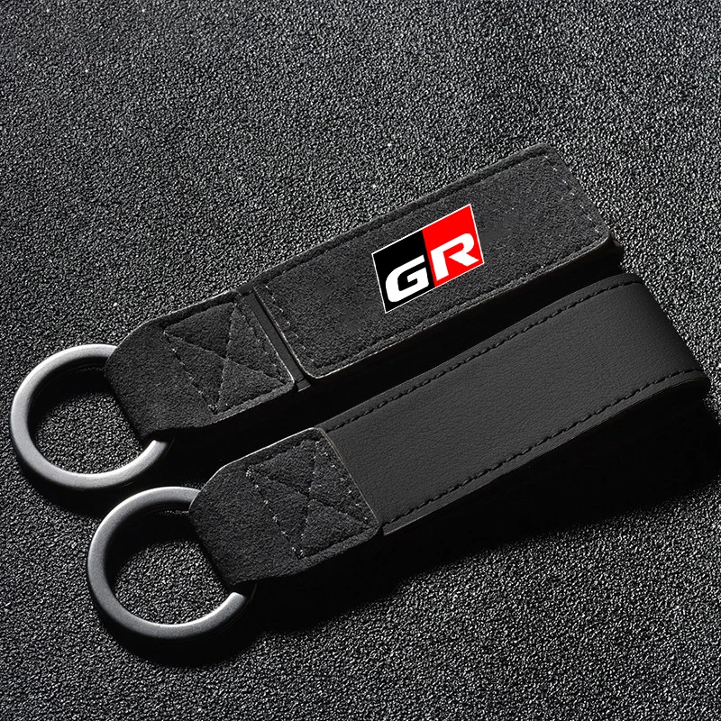 New Suede Leather Anti-Lost Car Key Chain Keychain Pendant Buckle For Toyota GR GR Gazoo Racing GR SPORT RAV4 Yaris Accessories