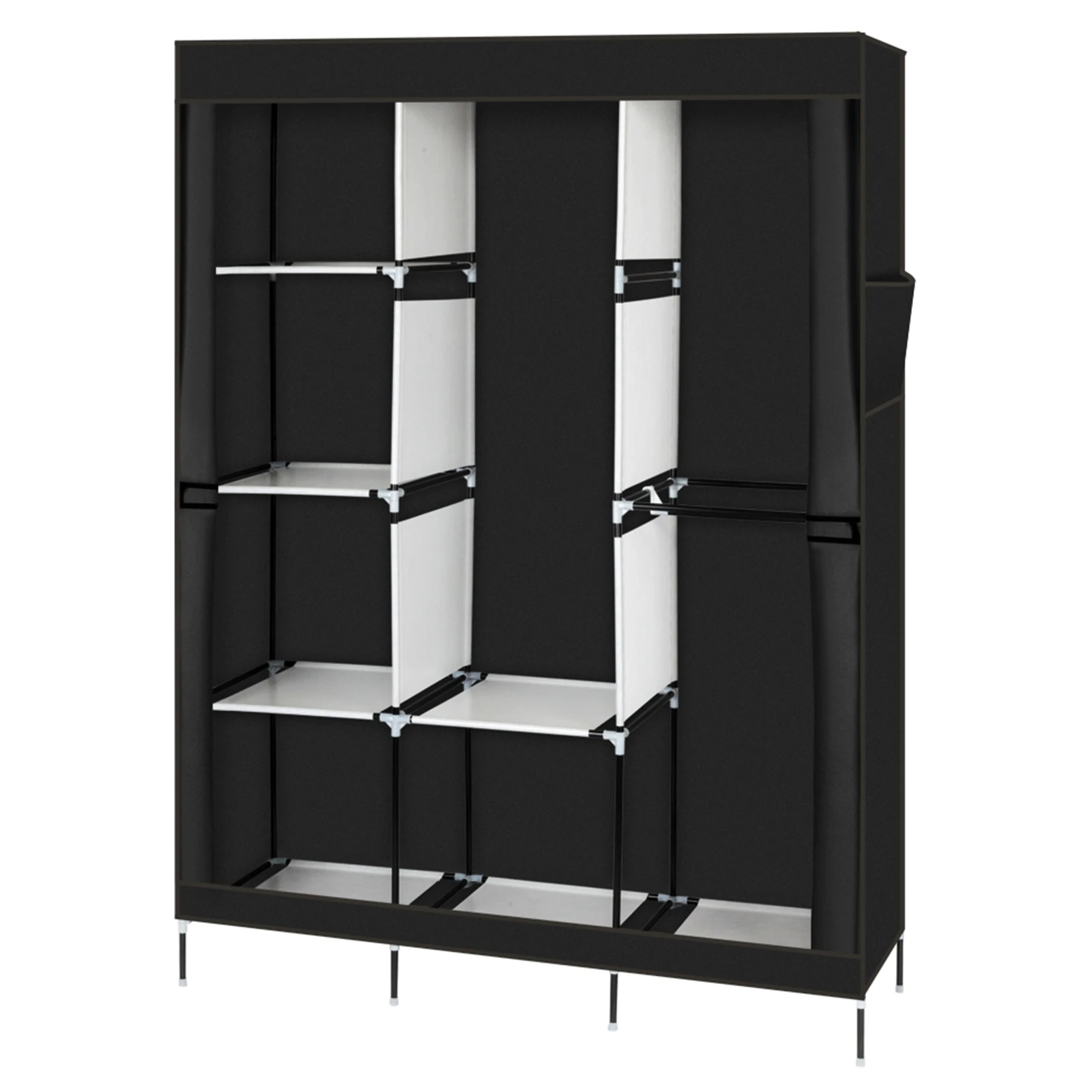 71" Portable Closet Wardrobe Clothes Rack Storage Organizer with Shelf Black image 2