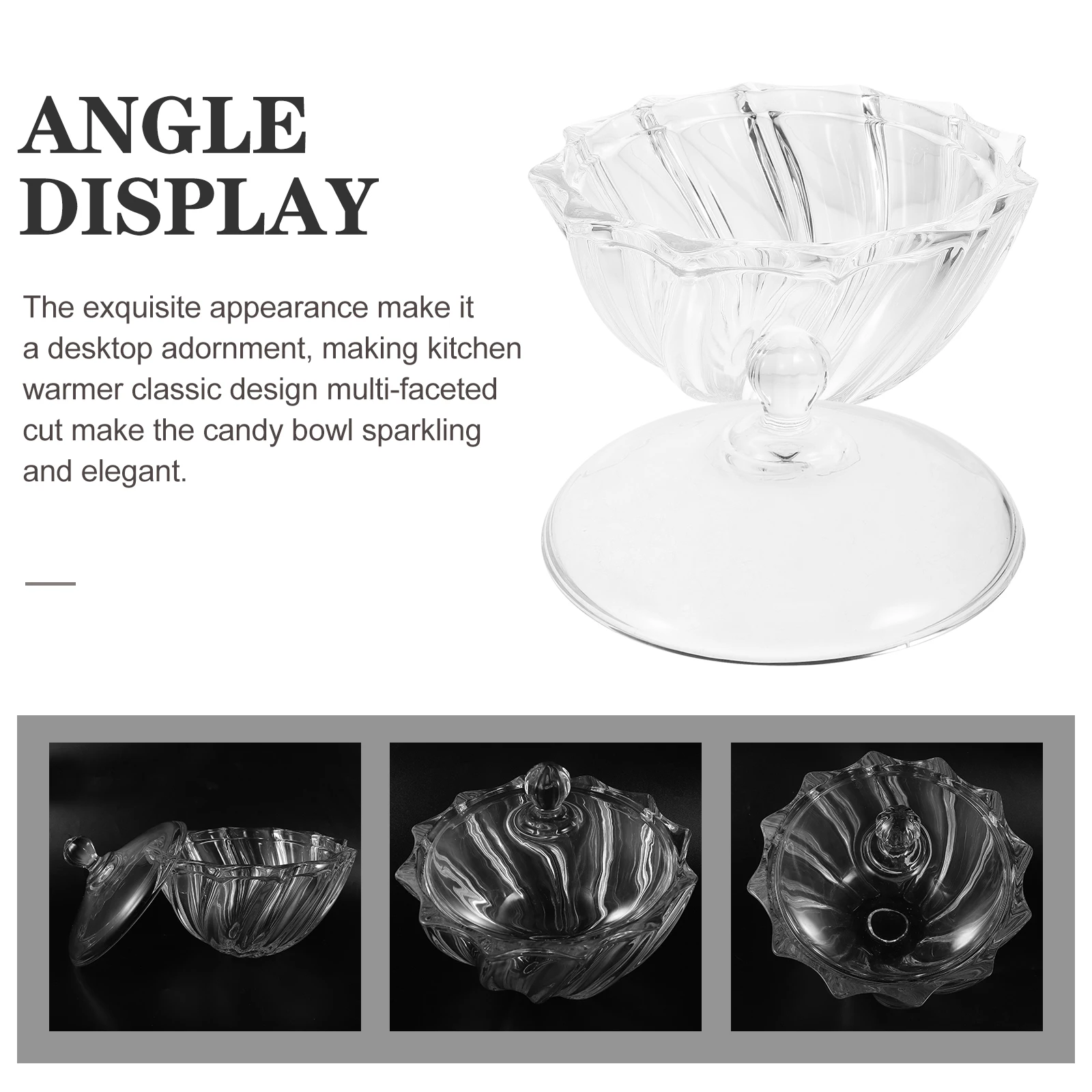 

Glass Candy Jar with Lid Exquisite Desktop Adornment for Kitchen Dried Foods Tea Coffee Multi-Faceted Cut Sparkling Elegant