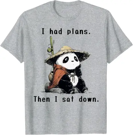 Ich hatte Pläne, dann setzte ich mich hin - Lazy Panda T-Shirt Y2k Niedlicher Lazy Panda Humor Süße Asiatische Ästhetik Kleidung Grafik-Schriftzug T-Shirt Geschenke – Detail 7