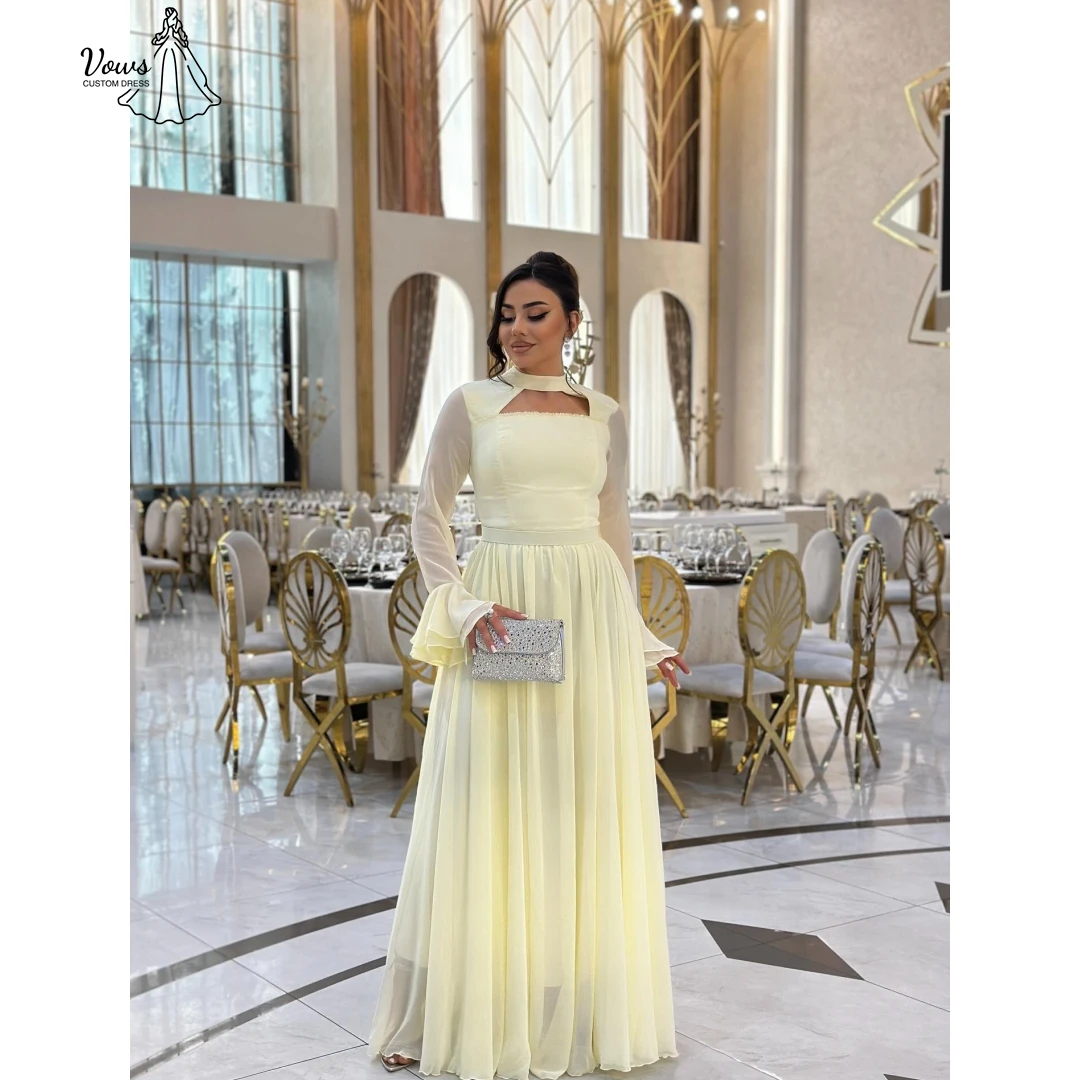 

Vows Round Neck Evening Gowns Luxury Dress Black Dresses Woman Elegant Party Dresses 2025 Woman Line A Custom Made Long Sleeves