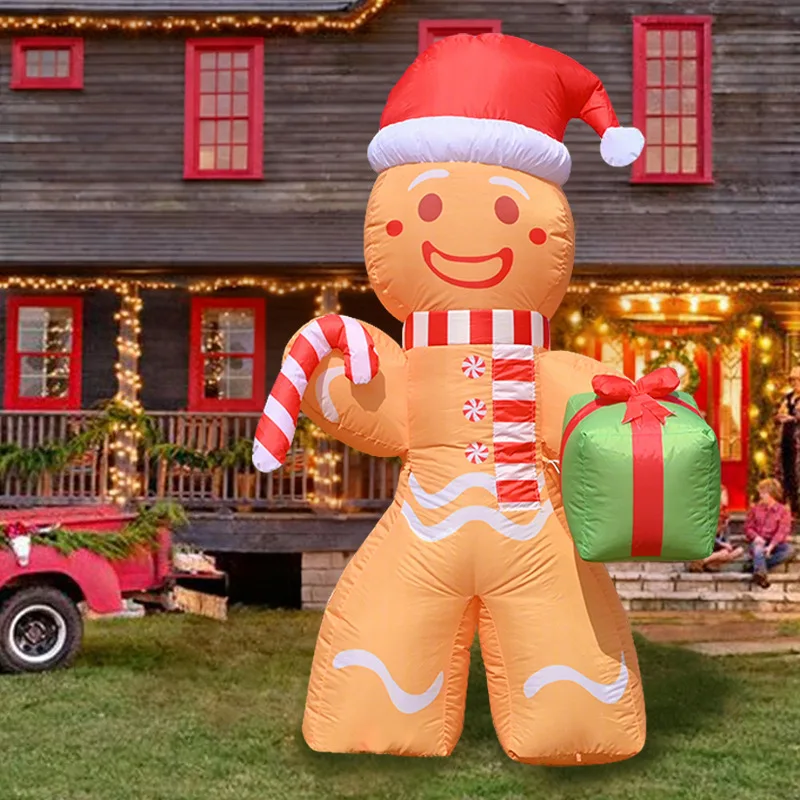 

6FT Cross Border Christmas Inflatable Gingerbread Man LED Light Decoration Air Mold Factory
