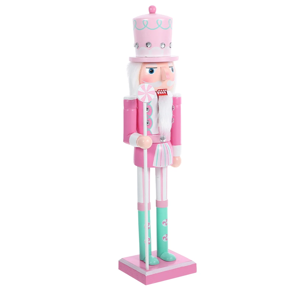 

Wooden Nutcracker Soldier Macaron Color Handcrafted Carving Desktop Decoration Unique Holiday Party Gift Decorative Craft Supply