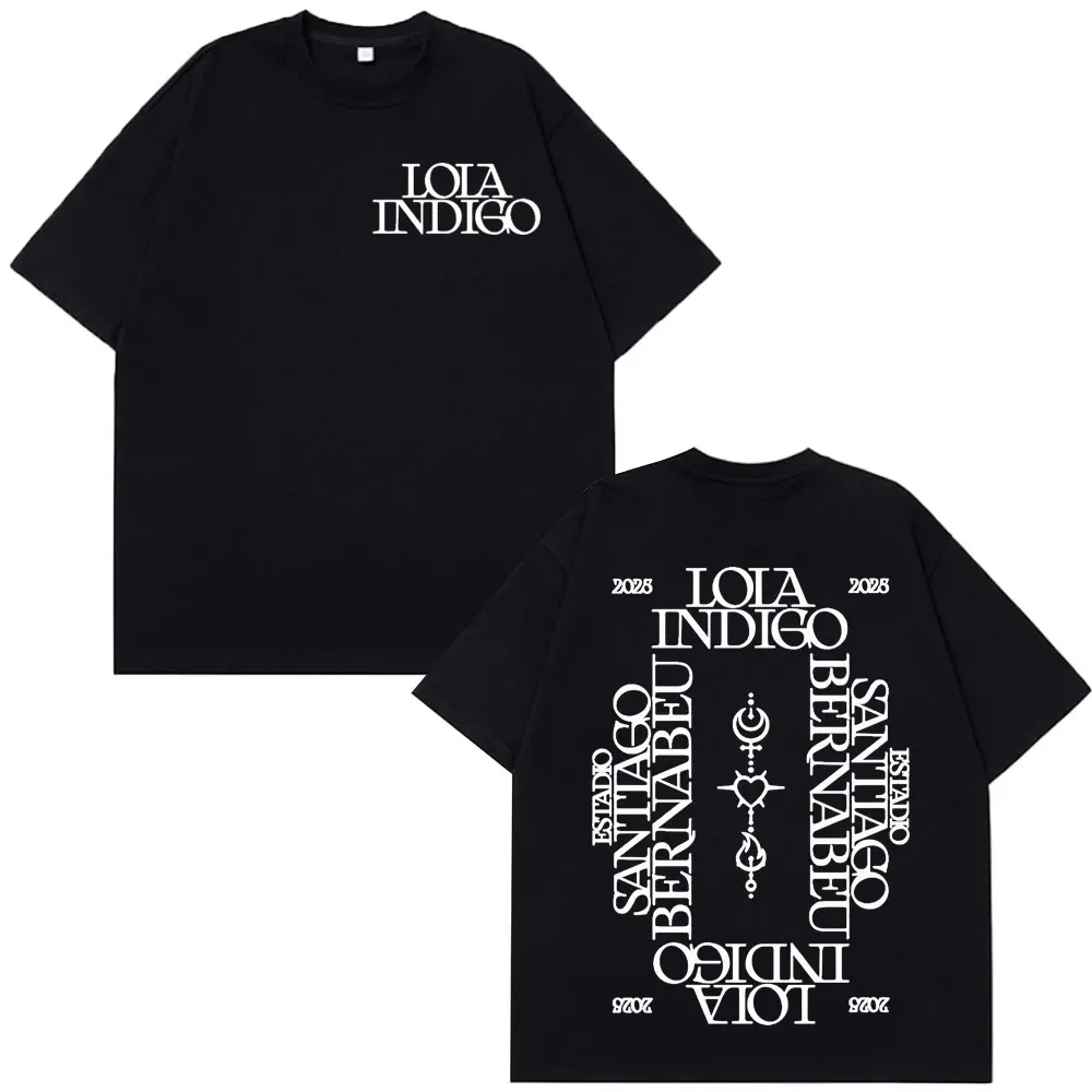 

Футболка Lola Indigo Tour Merch, мужские и женские классические футболки в стиле ретро, летние футболки с коротким рукавом из 100% хлопка, повседневные футболки Y2k Harajuku