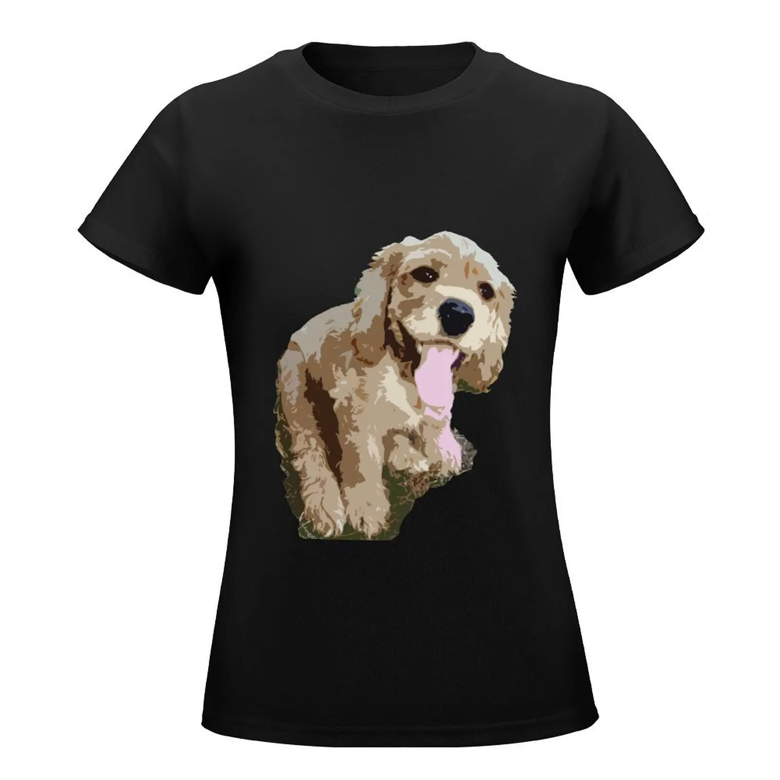 Spaniel Pup Graphic T-Shirt cute tops animal print shirt for girls summer top t-shirt dress for Women sexy