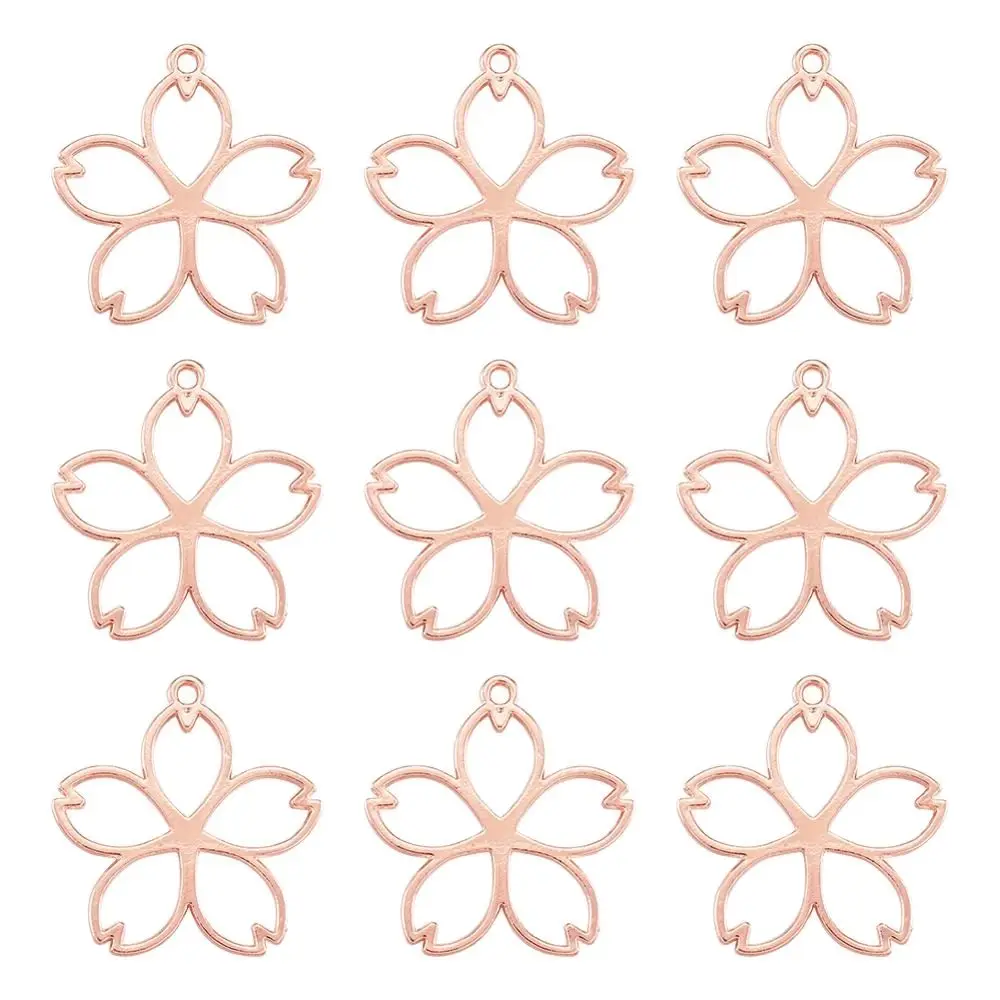 

100pcs Flower Pendants Alloy Charms for DIY UV Resin Jewelry Making Necklaces Bracelets 22x21x1mm Hole: 1.5mm