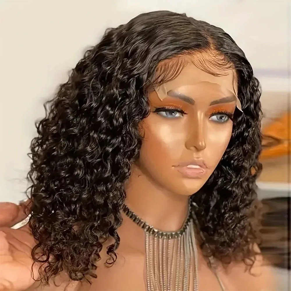 Hd Lace Short Bob Wigs Human Hair Deep Water Wave Curly Lace Front Wigs For Wome 200% Brazilian Remy Hair 4x4 Lace Curly Wigs