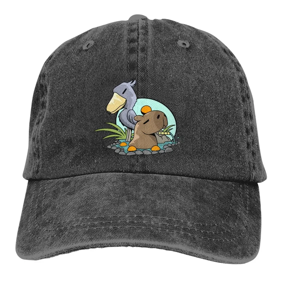 Pure Color Dad Hats Shoebill Stork And Onsen Women's Hat Sun Visor Baseball Caps Capybara Peaked Cap