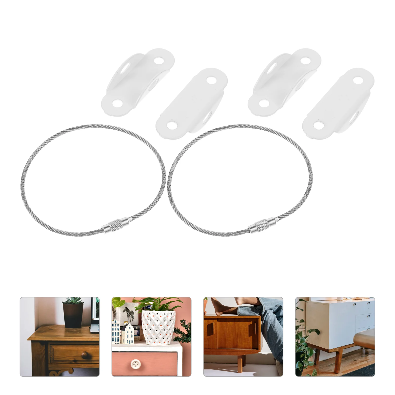 4 sets dressoir meubilair valpreventie anti-tip kit babyproofing ankers witte riemen muurveiligheid voor kind