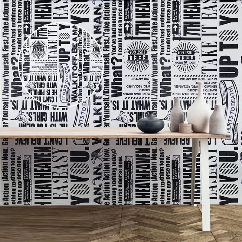 Alphabet English Wallpaper Self Adhesive Black and White Student Dorm Wall Cabinet Sticker Desktop Decorative Film