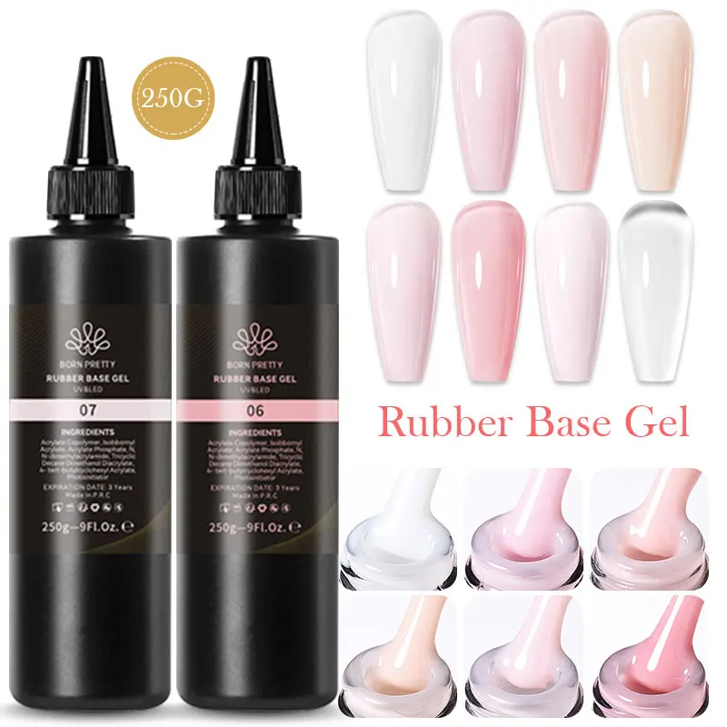 본 프리티 250g 러버 베이스 젤 네일 폴리쉬 밀키 화이트 카모플라쥬 반투명 젤리 컬러 쏙 오프 베이스 탑 코트 대용량