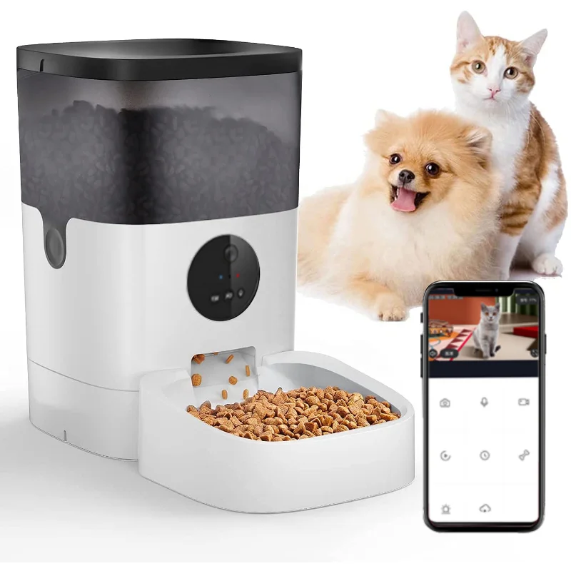 Remote Controlled Smart Pet Food Timer Feeder Dog And Cat Bowl Microchip Smart Video 4L 6L With Wifi Camera For Dog Cats