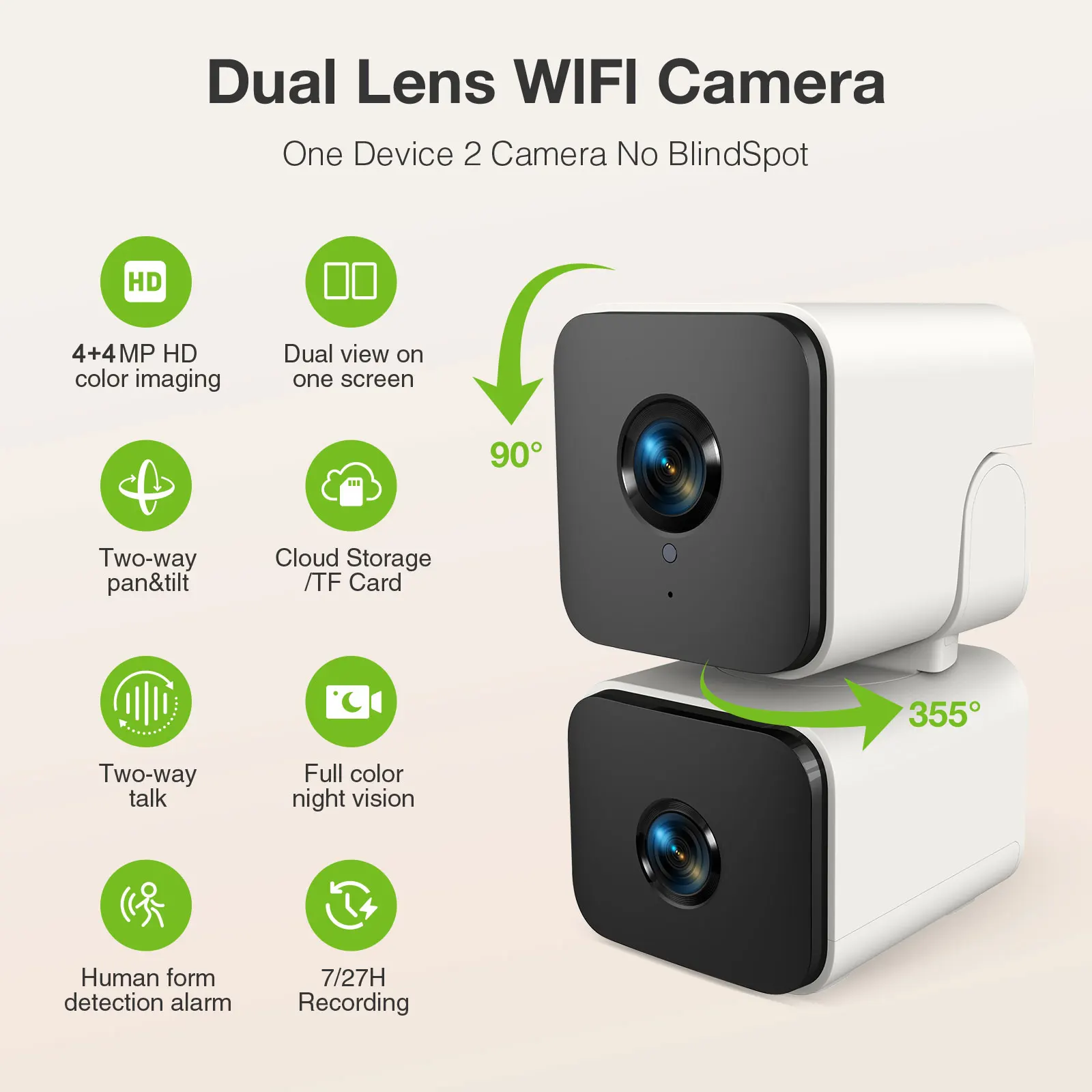4K 8MP Tuya Dual Lens PTZ WIFI Camera Indoor HD Dual Screen Ai Human Auto Tracking Security Surveillance PIR Human Detection Cam
