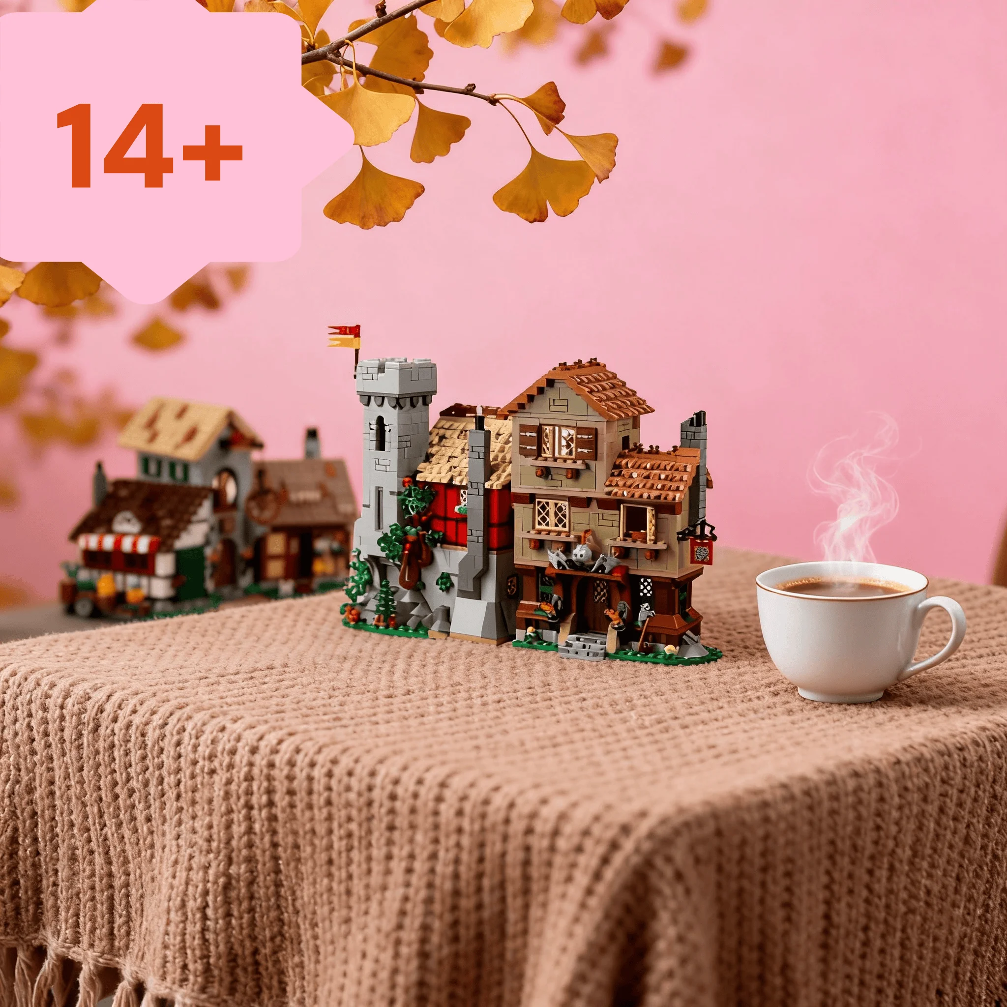 

2026 new creative MOC party gift brown small town square building blocks 3304pcs desktop decorative brick building adult toy bir